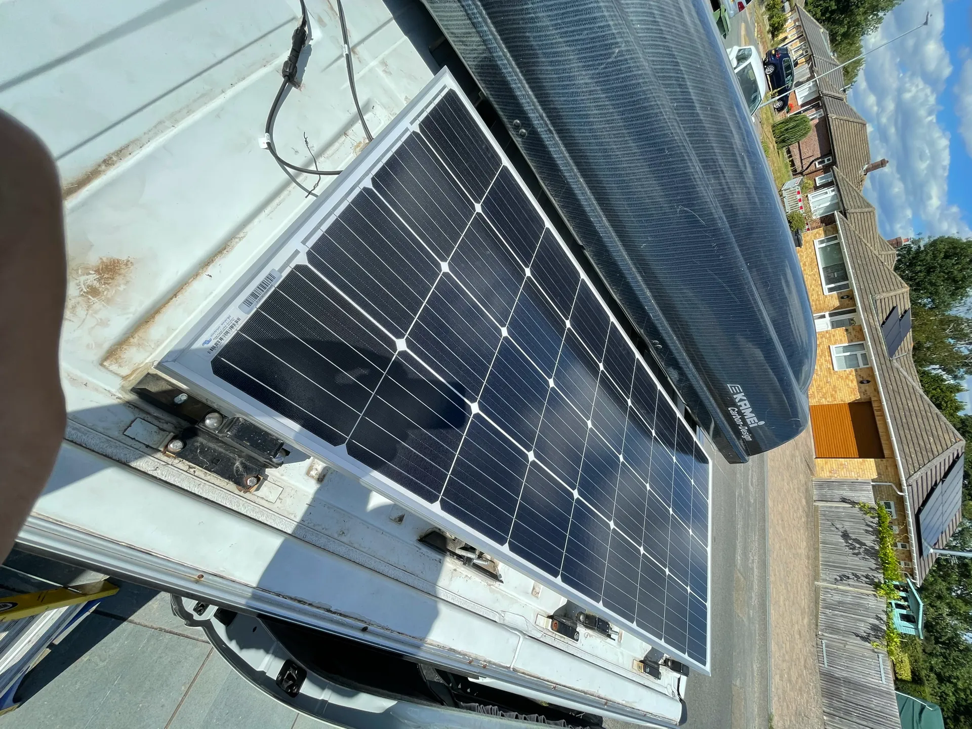 The new 175W panel installed above the roof bars